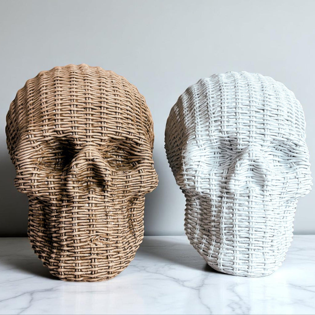 Rattan-Style Resin Skull