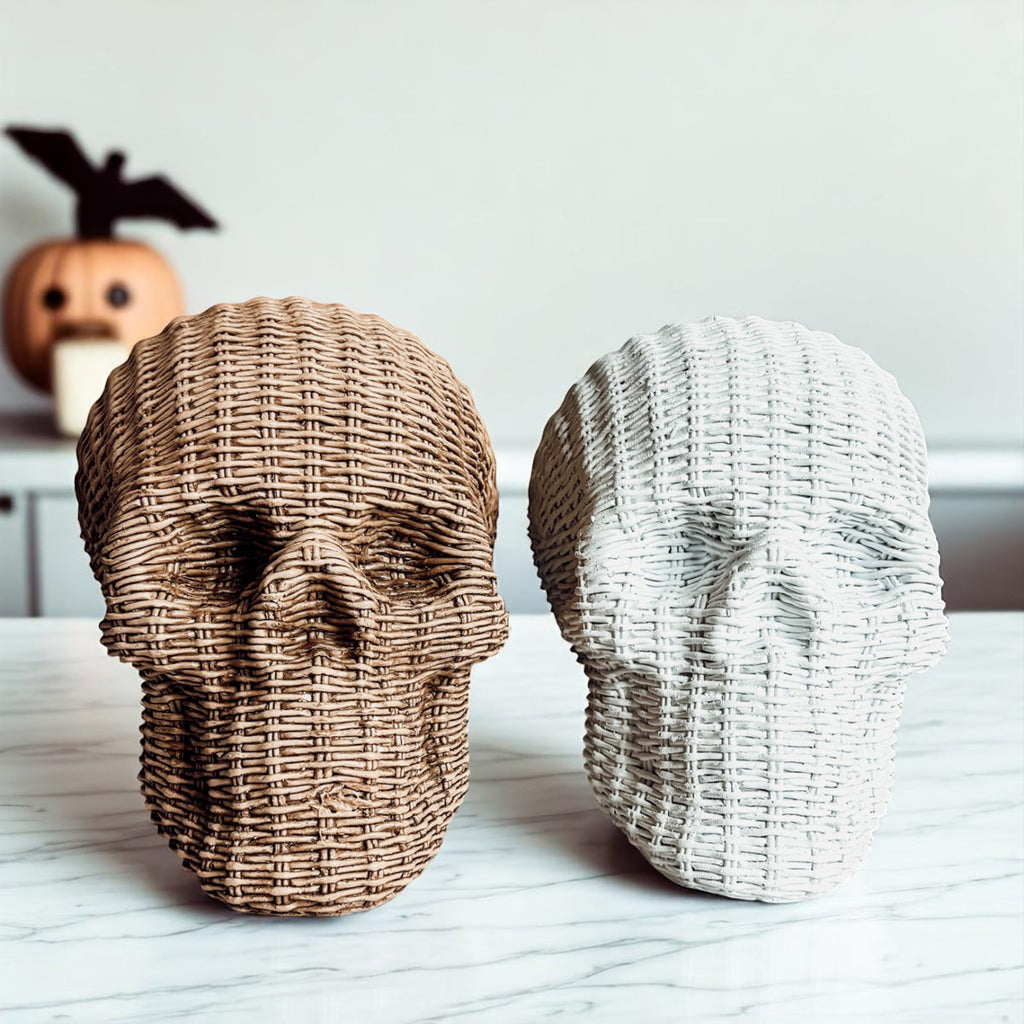 Rattan-Style Resin Skull