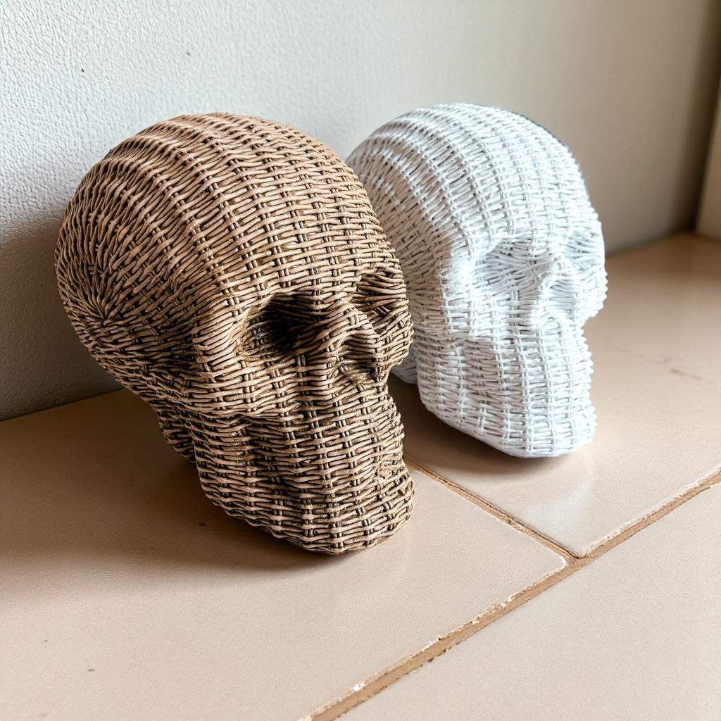 Rattan-Style Resin Skull