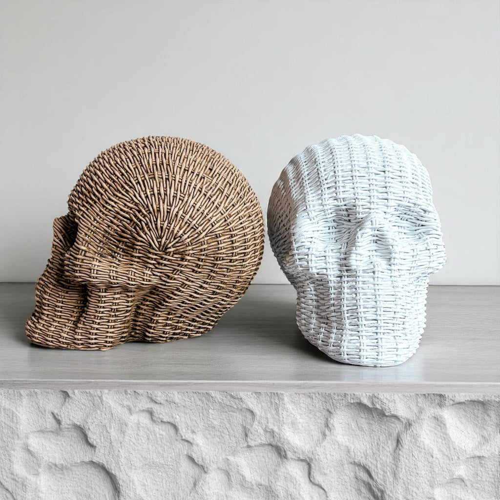 Rattan-Style Resin Skull