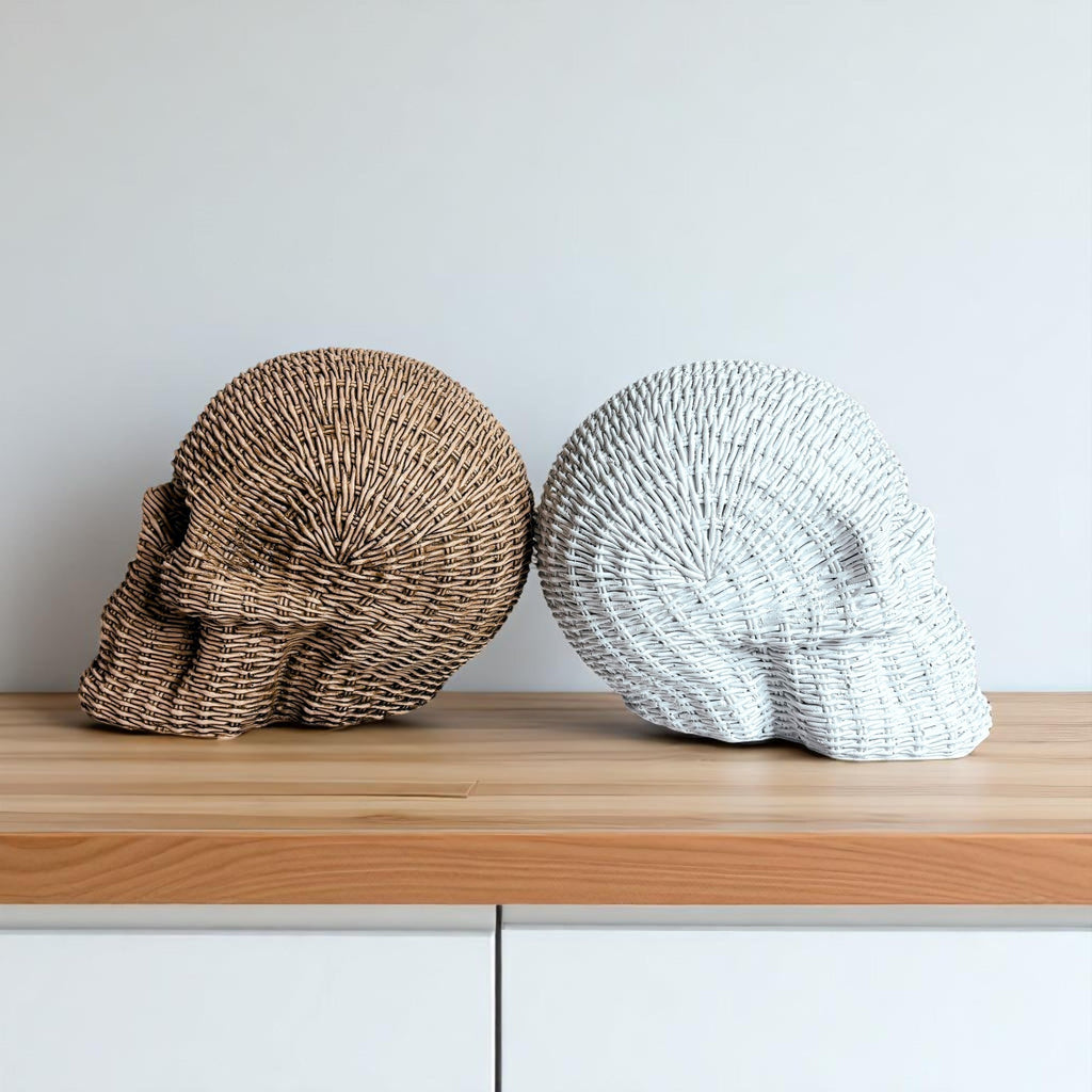 Rattan-Style Resin Skull