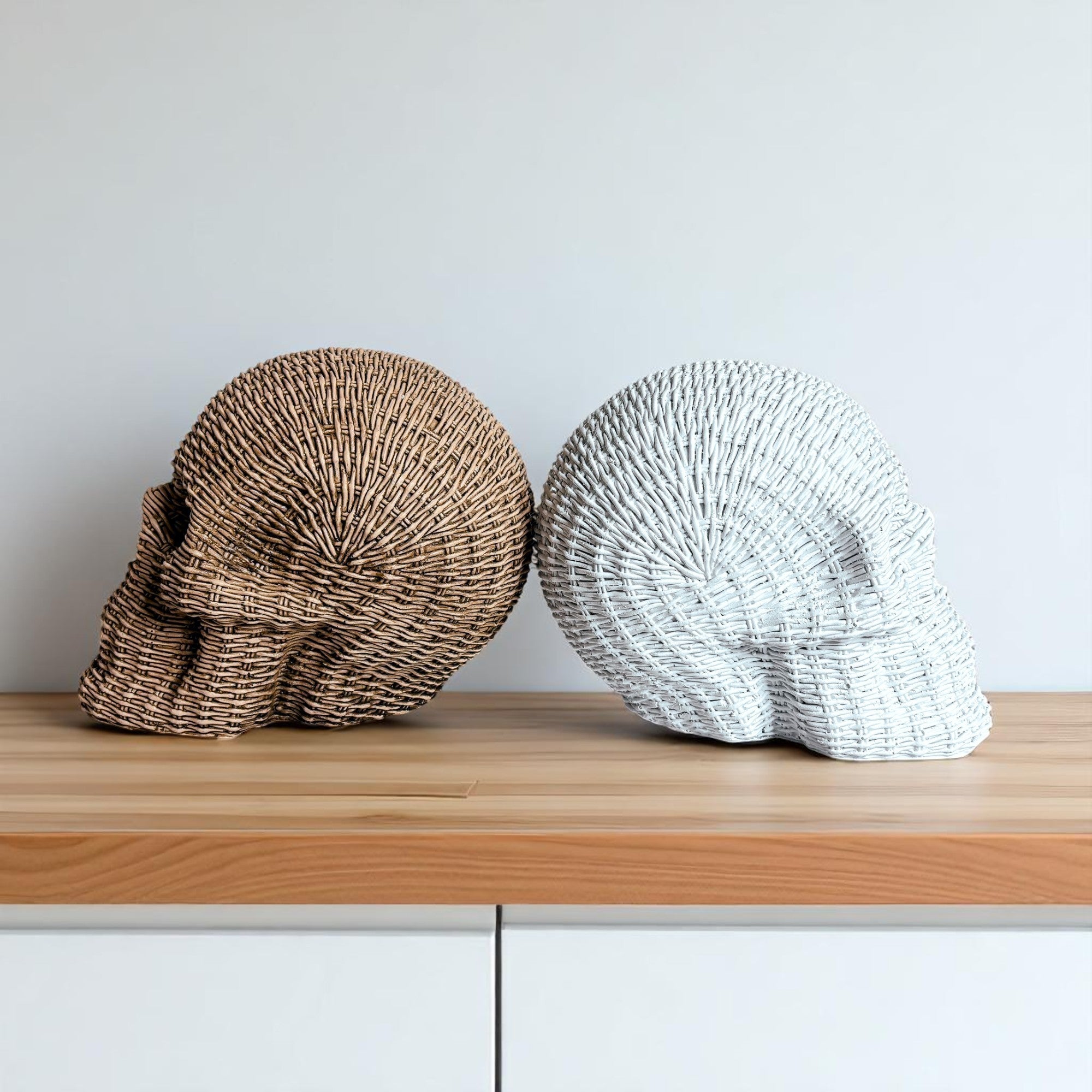 Rattan-Style Resin Skull