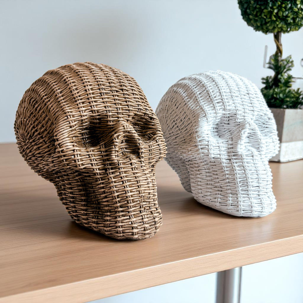 Rattan-Style Resin Skull
