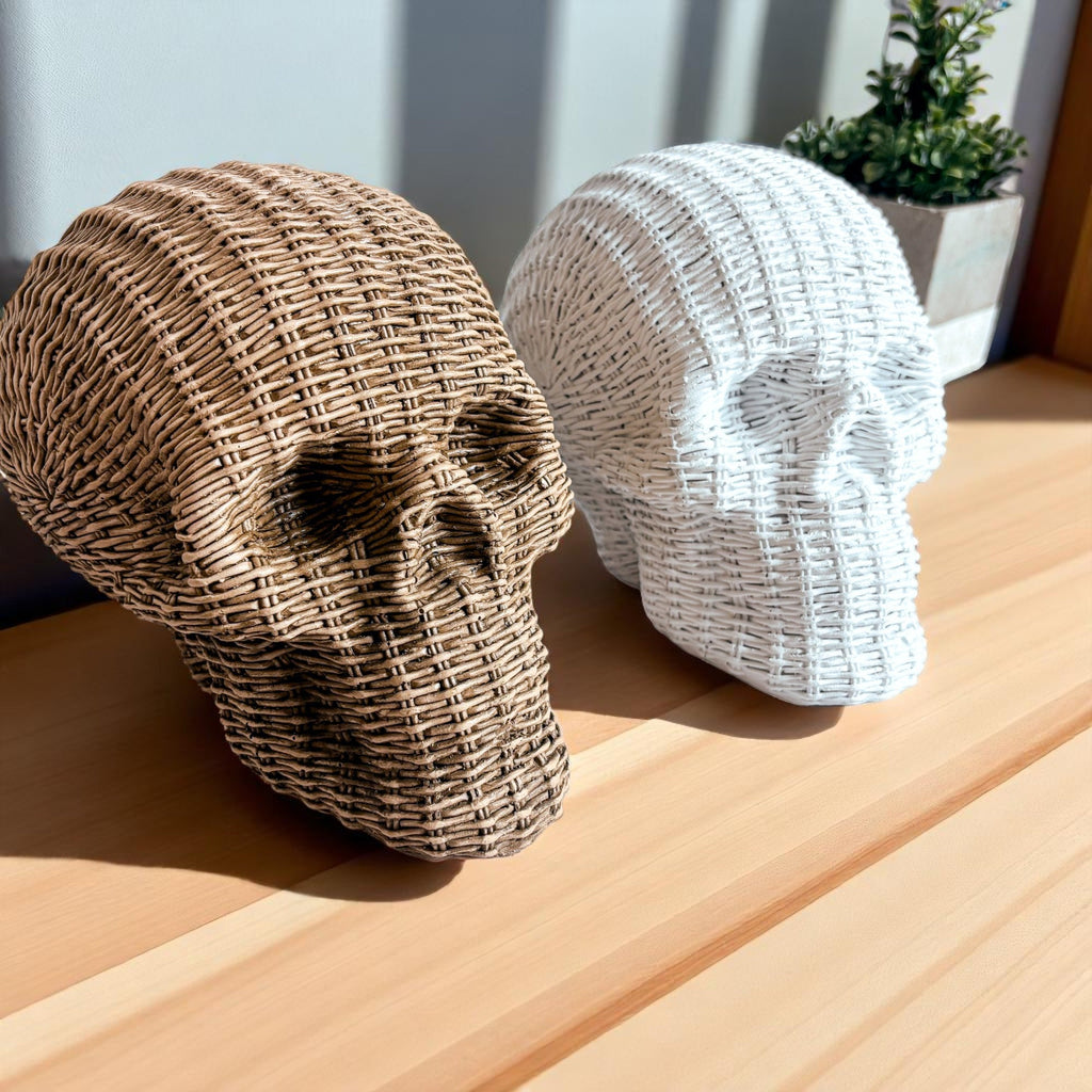 Rattan-Style Resin Skull