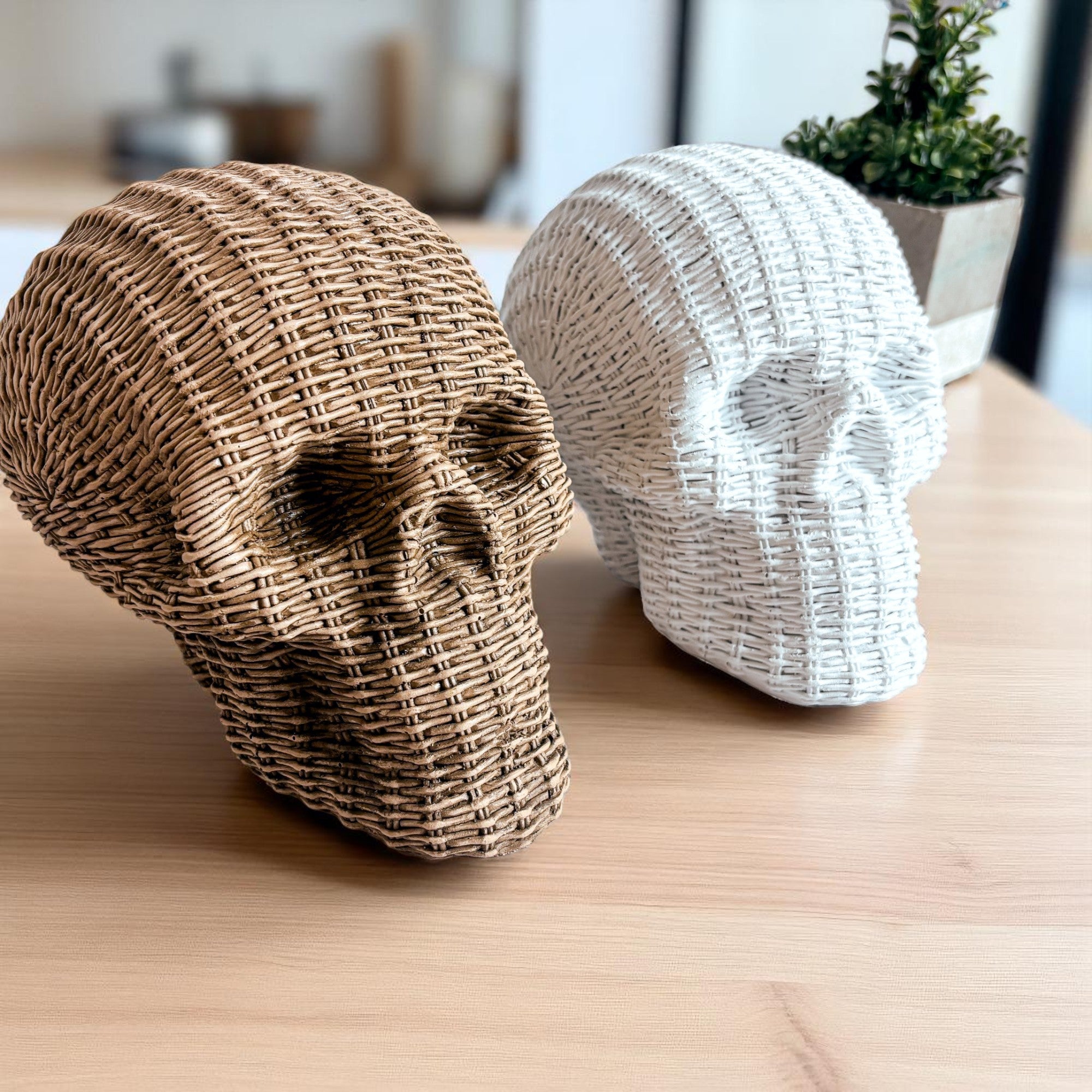 Rattan-Style Resin Skull