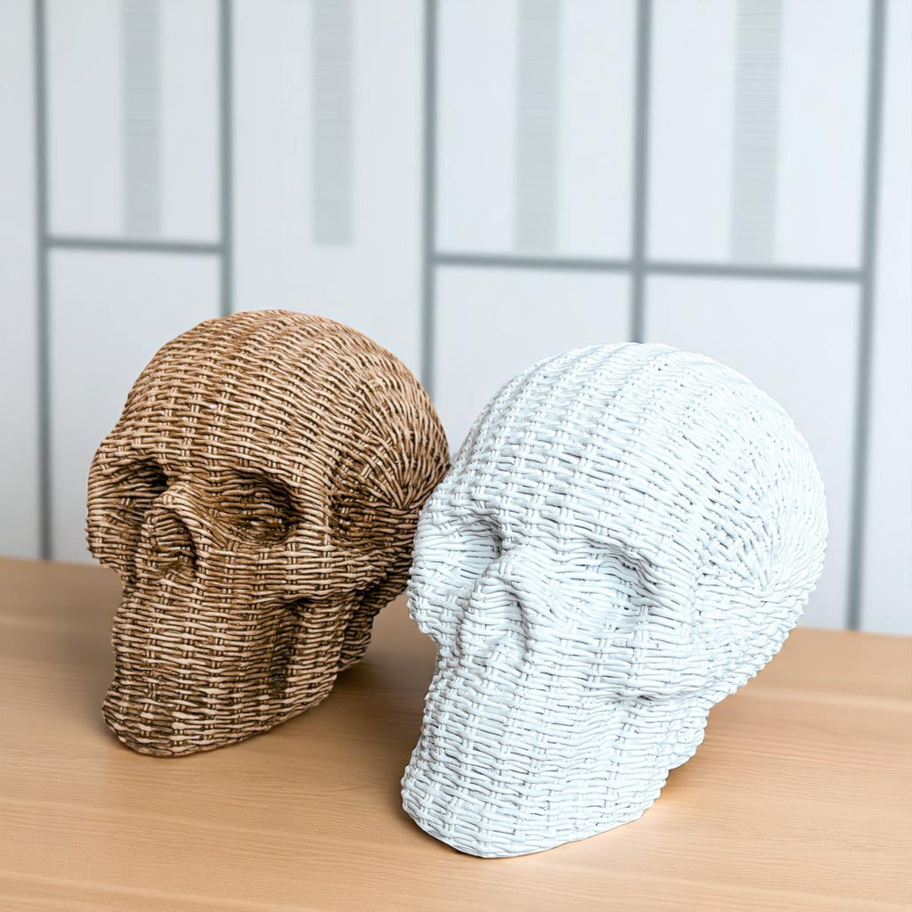Rattan-Style Resin Skull