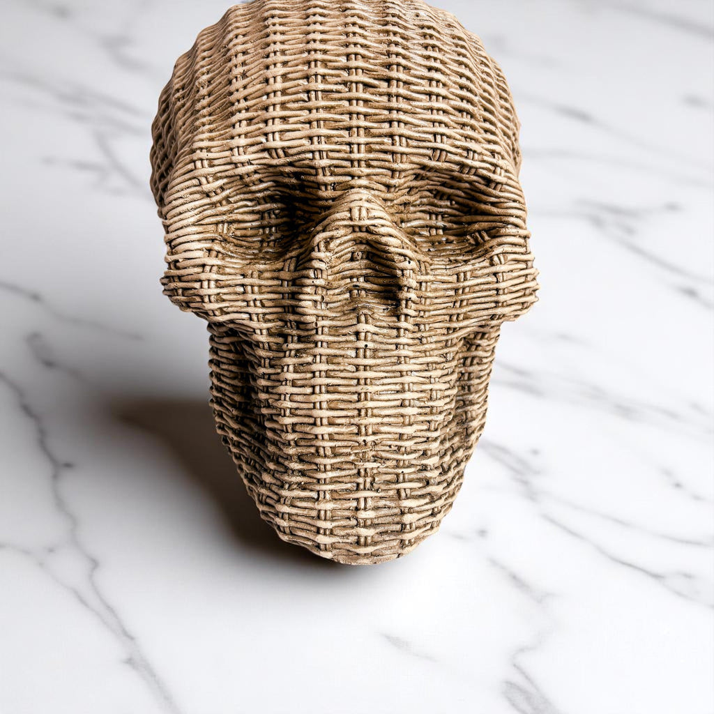 Rattan-Style Resin Skull