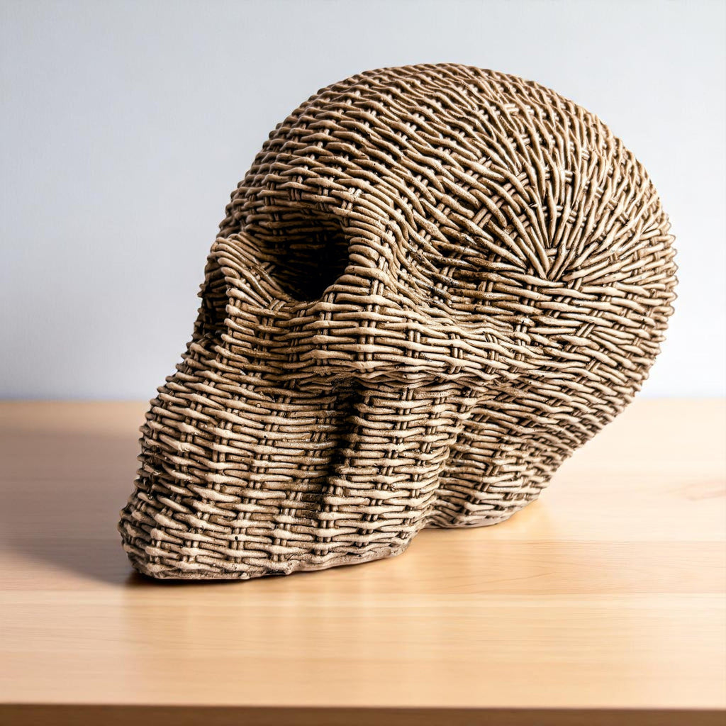 Rattan-Style Resin Skull