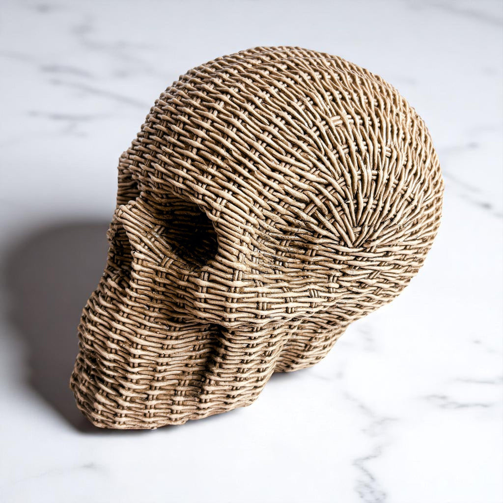 Rattan-Style Resin Skull