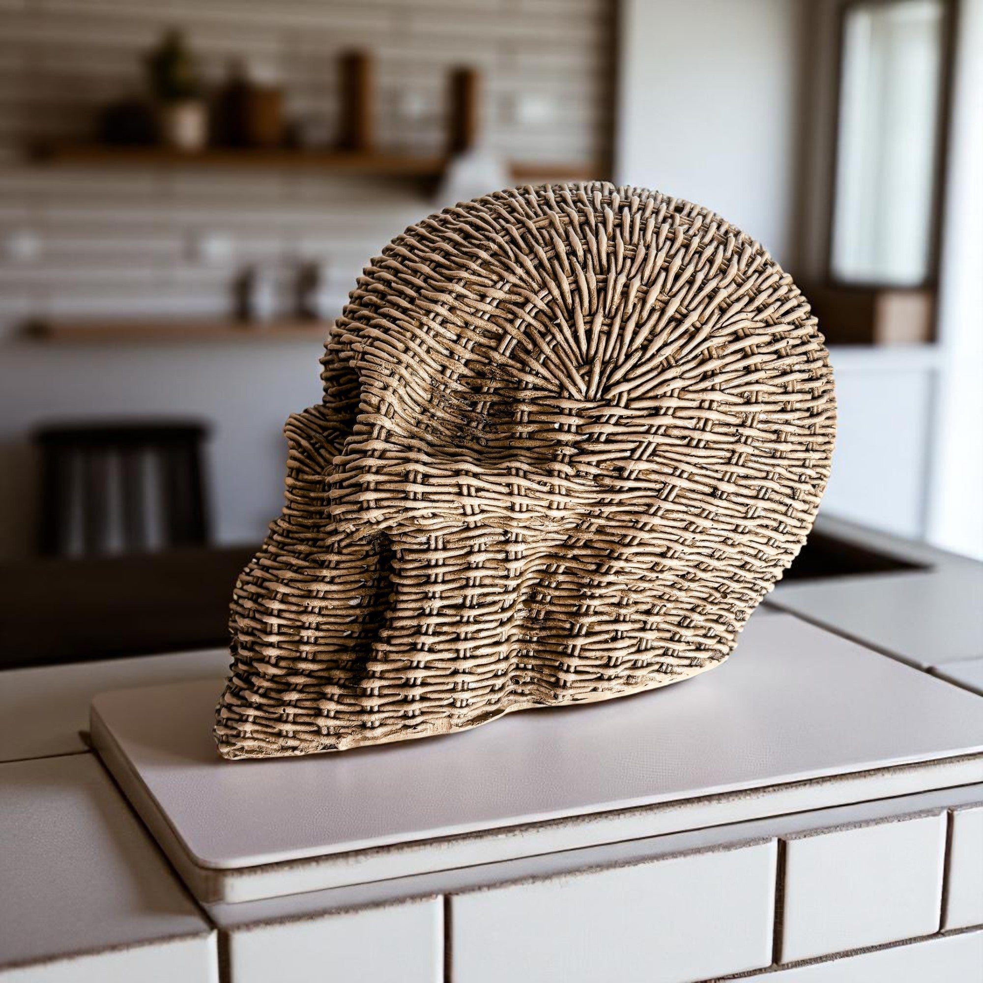 Rattan-Style Resin Skull