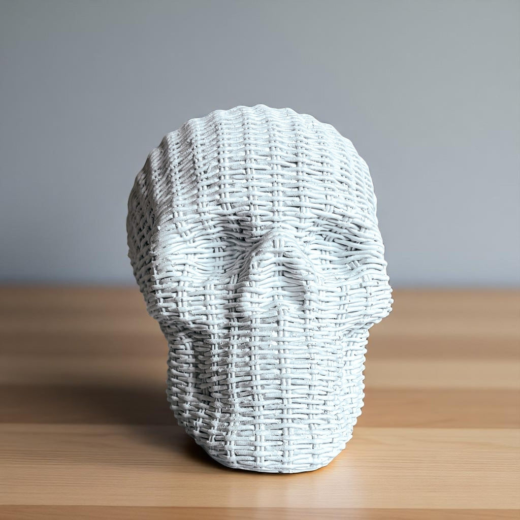 Rattan-Style Resin Skull