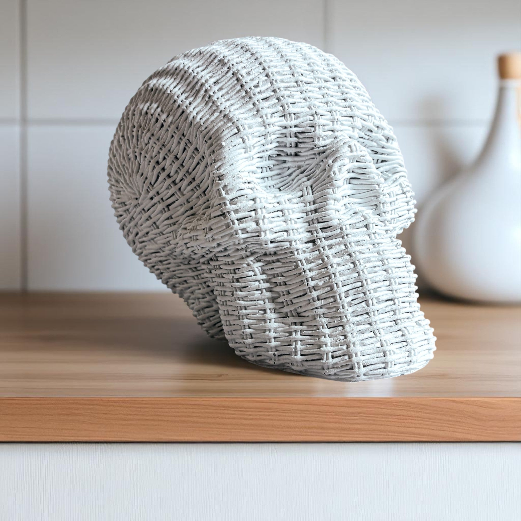 Rattan-Style Resin Skull