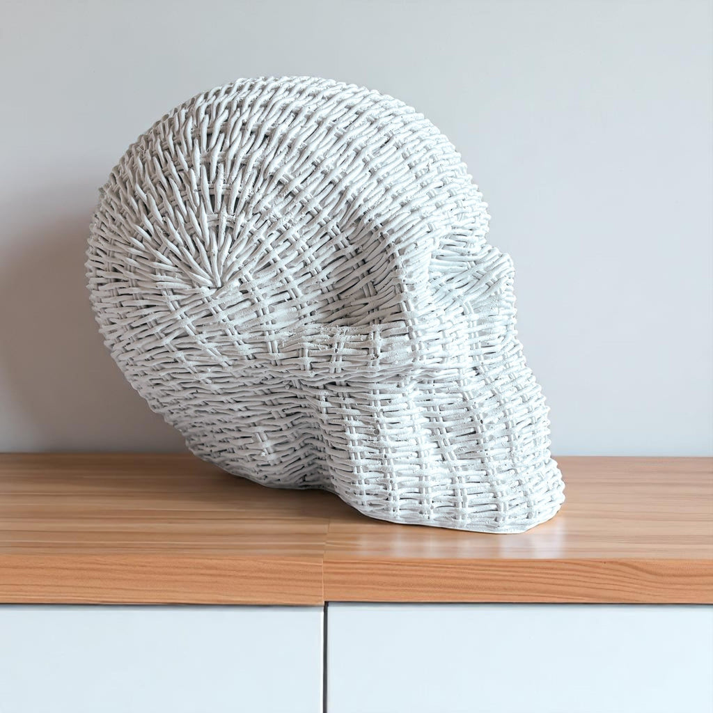 Rattan-Style Resin Skull