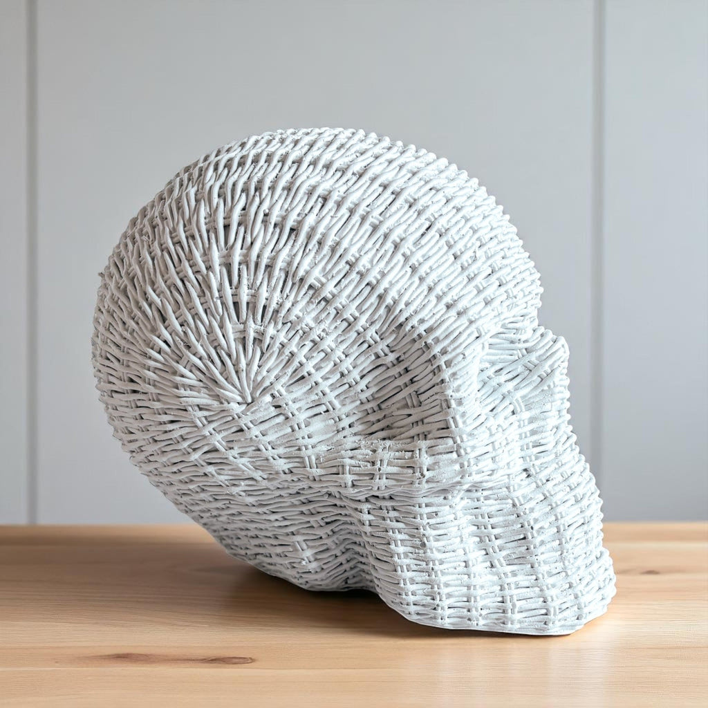 Rattan-Style Resin Skull