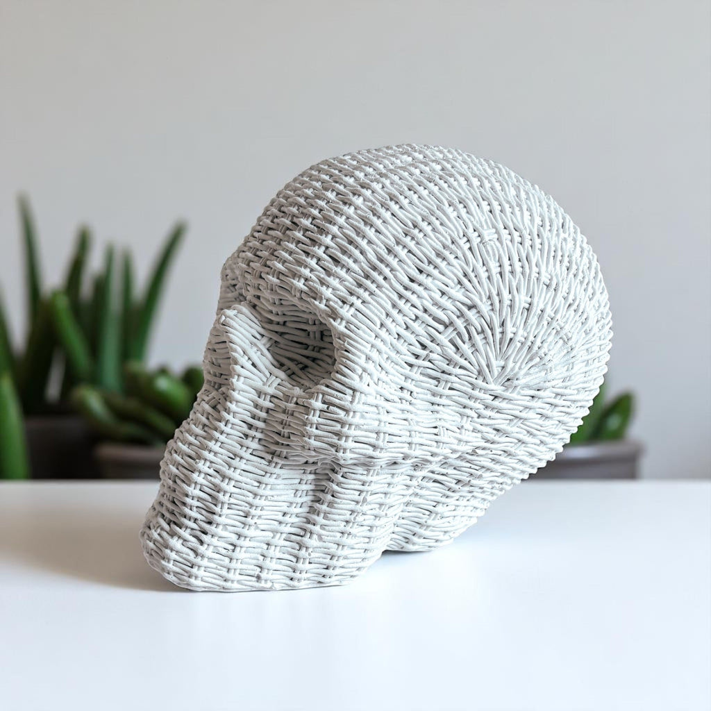 Rattan-Style Resin Skull