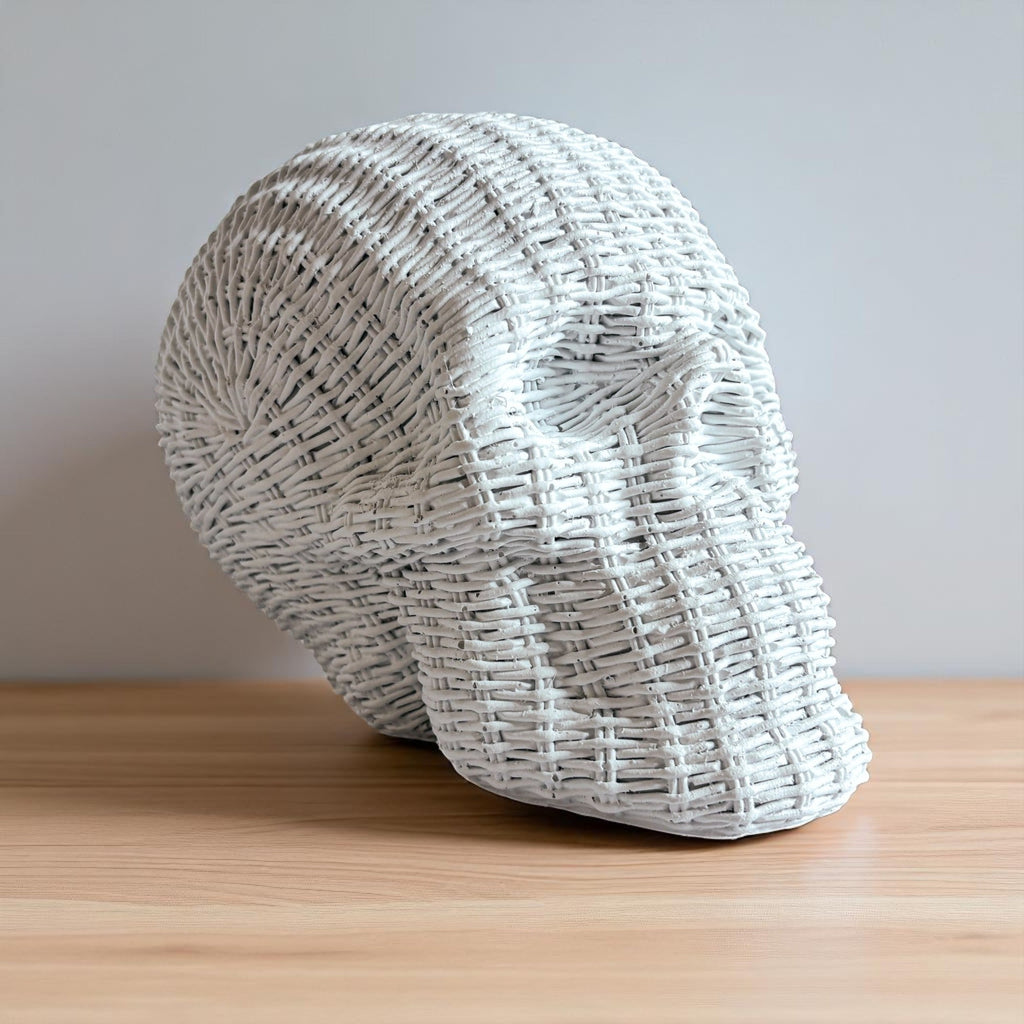 Rattan-Style Resin Skull