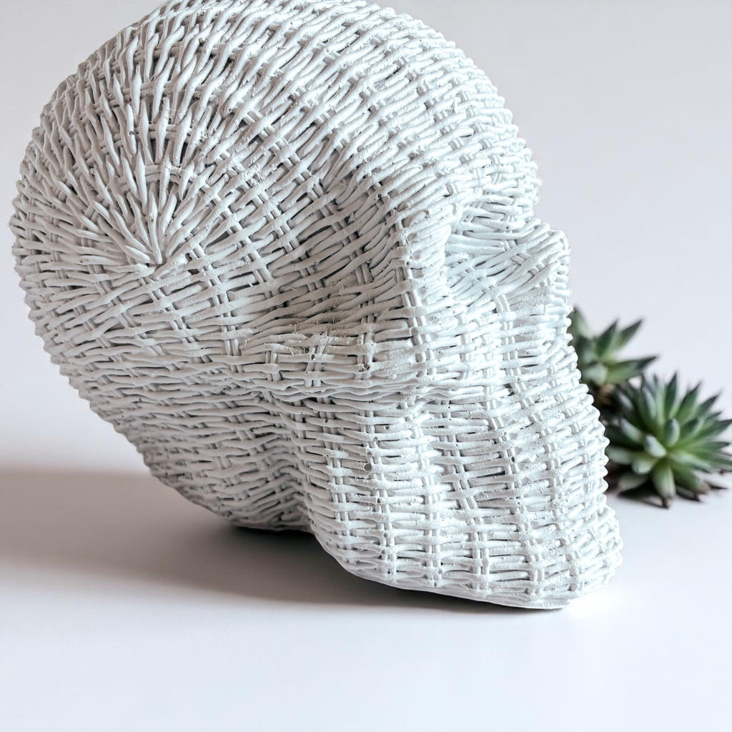 Rattan-Style Resin Skull