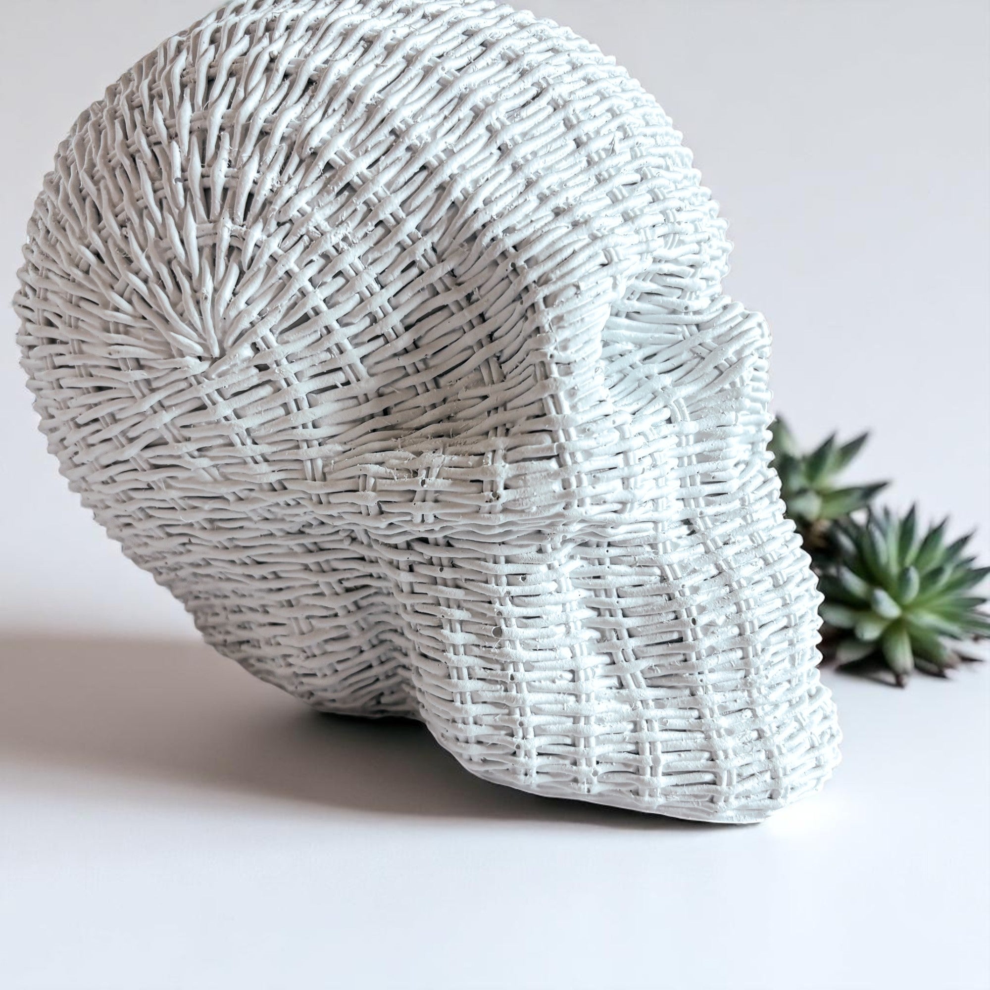 Rattan-Style Resin Skull