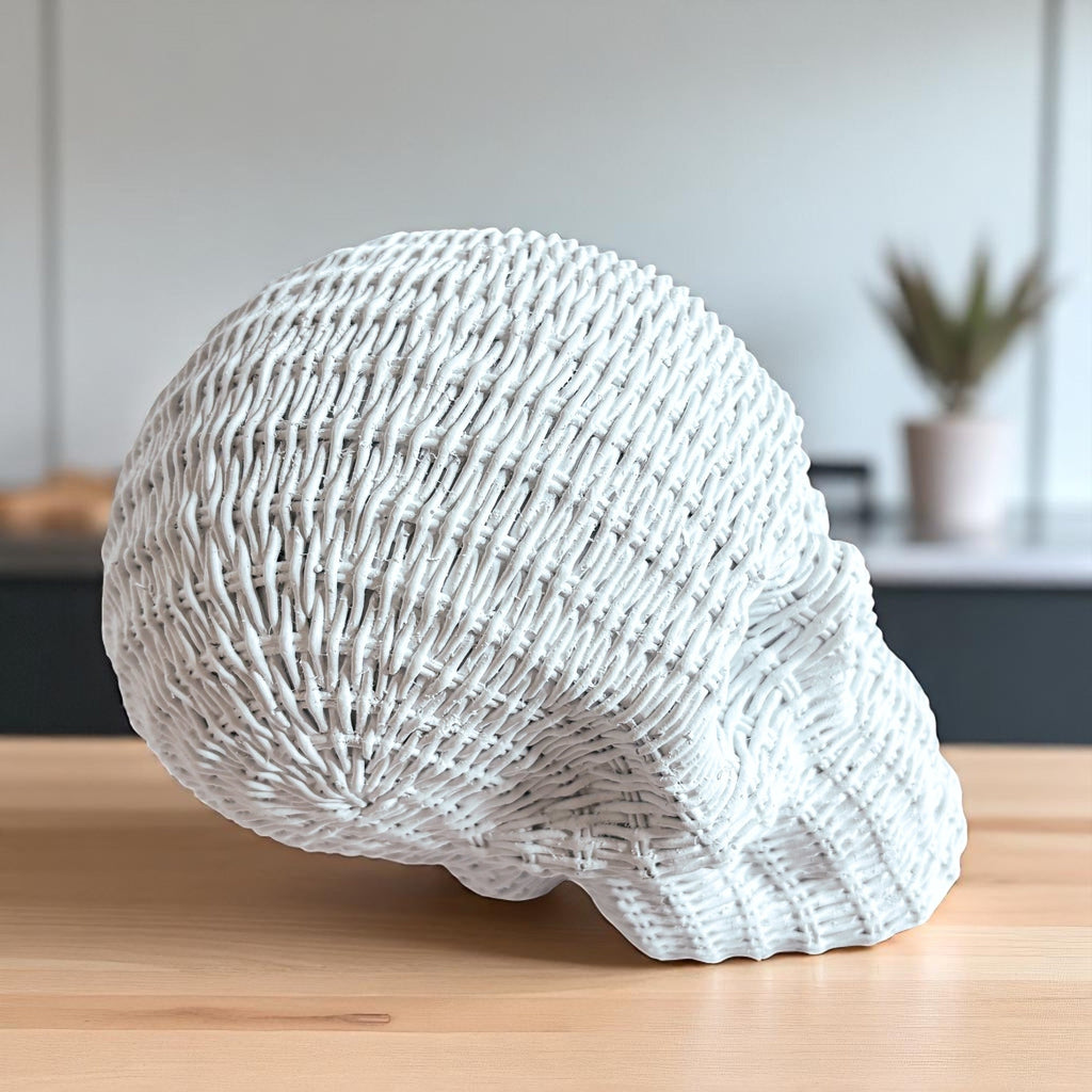 Rattan-Style Resin Skull