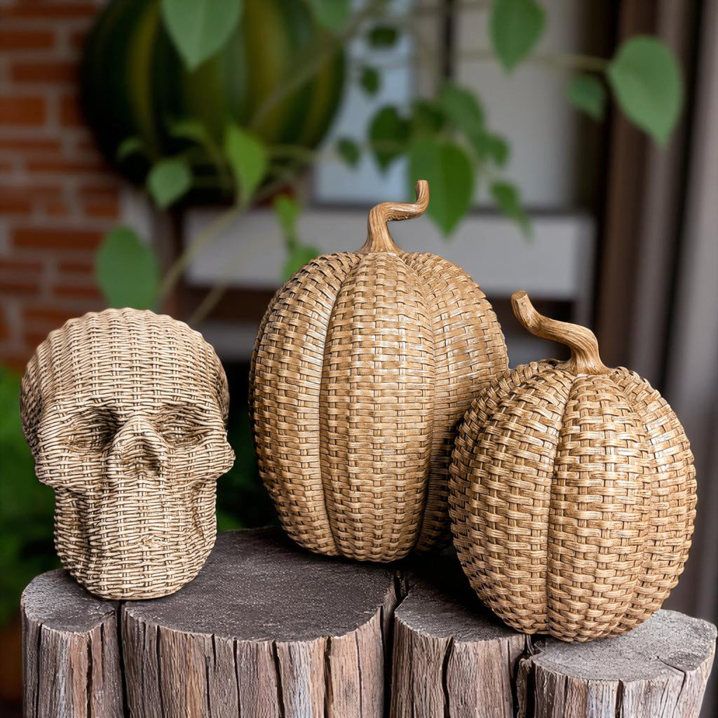 Rattan-Style Resin Skull