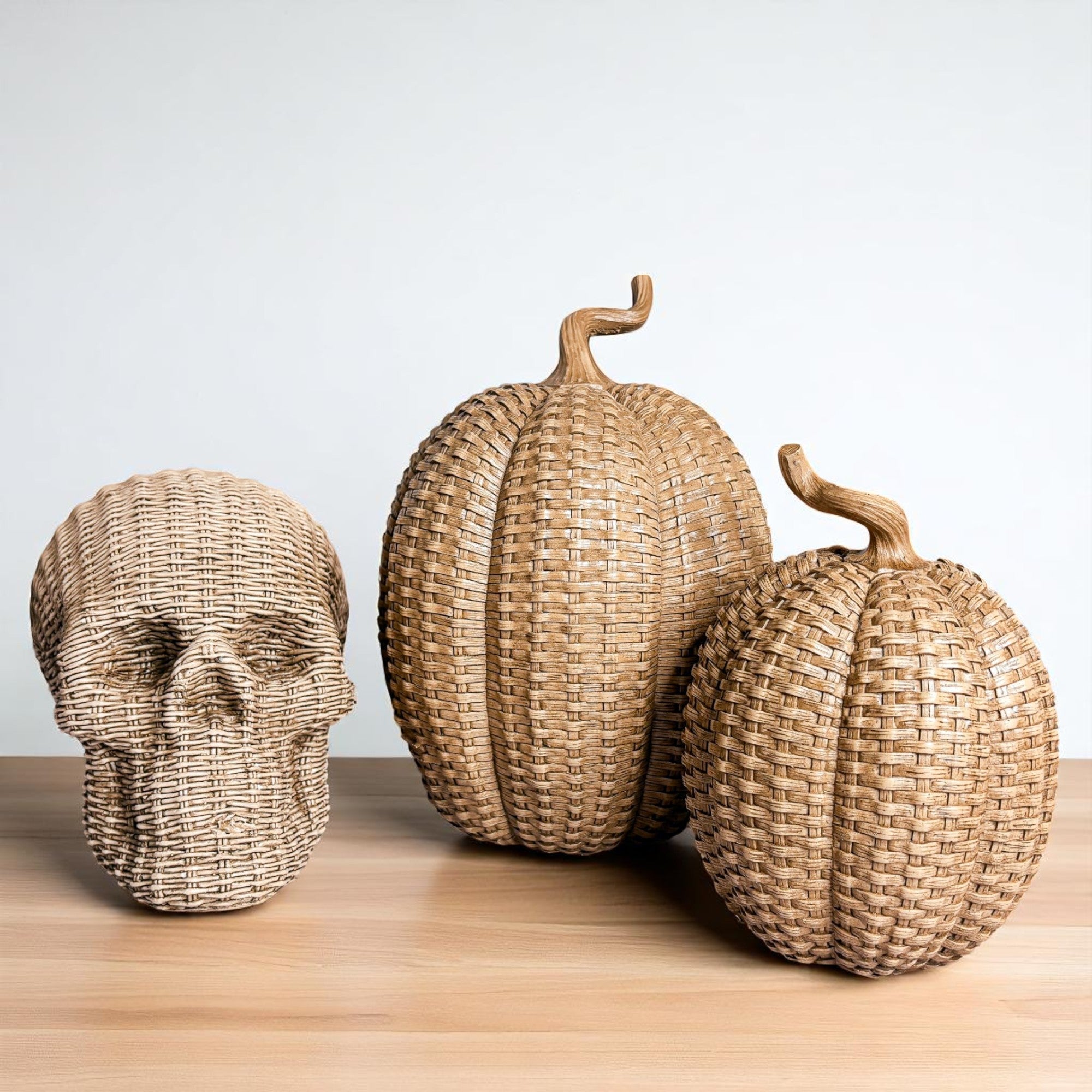 Rattan-Style Resin Skull