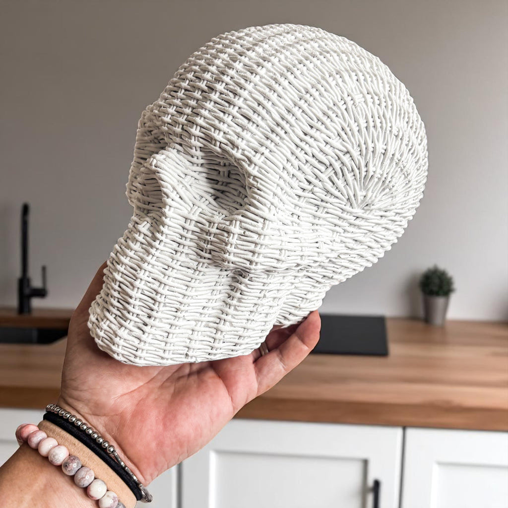 Rattan-Style Resin Skull