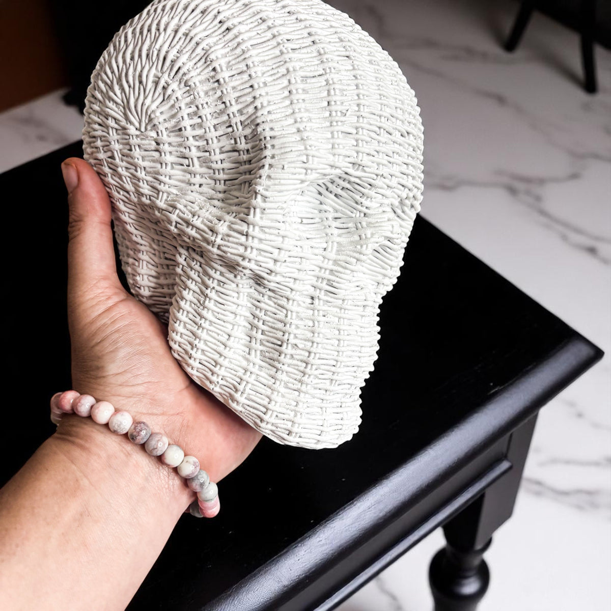 Rattan-Style Resin Skull