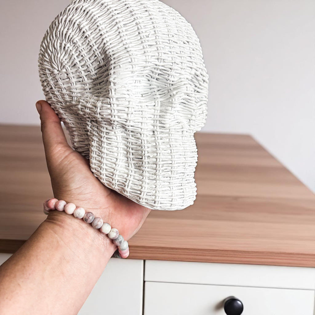 Rattan-Style Resin Skull