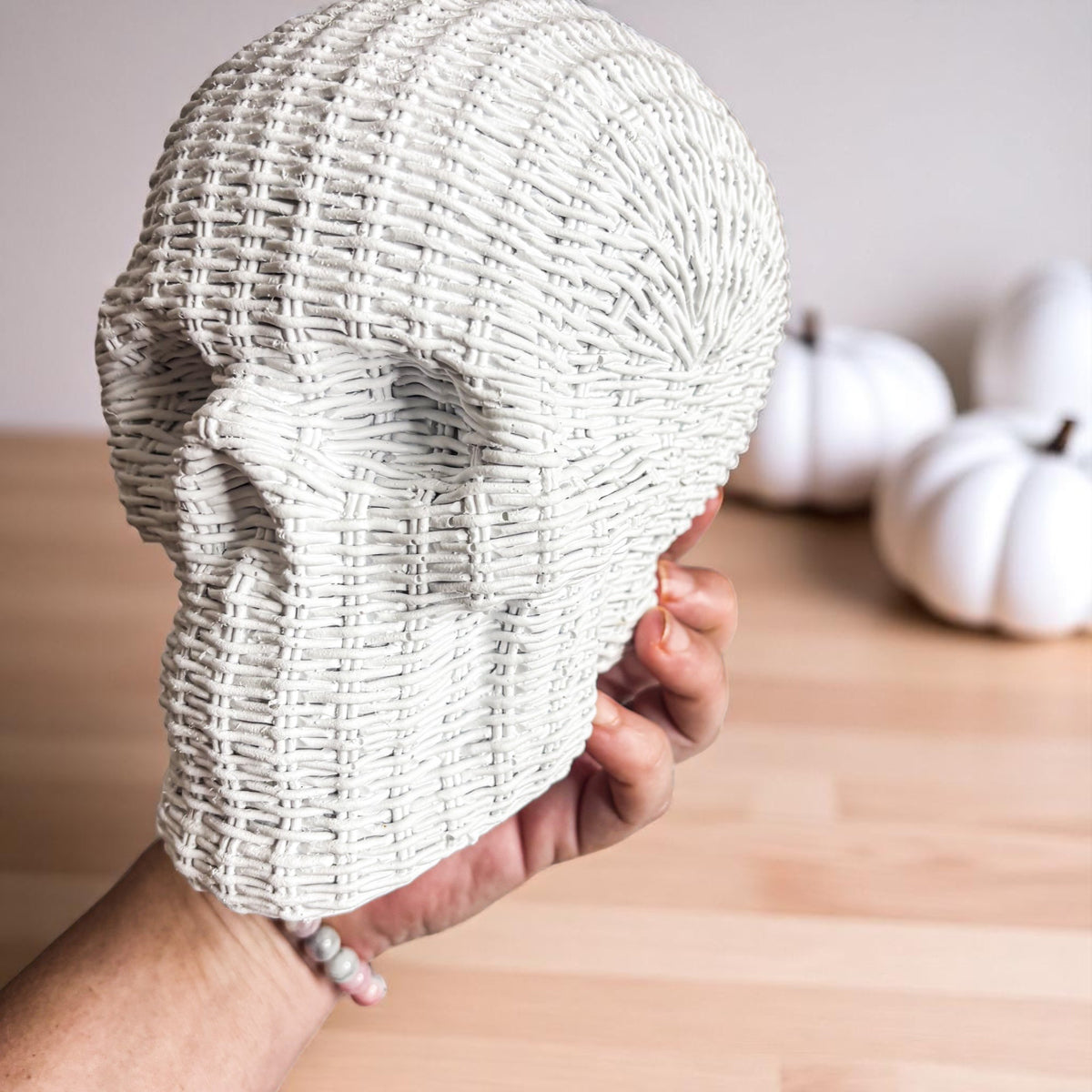 Rattan-Style Resin Skull