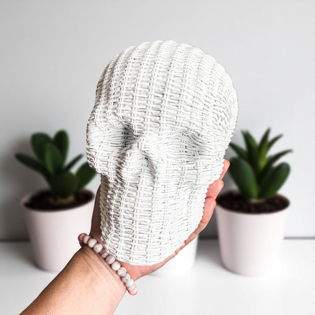 Rattan-Style Resin Skull
