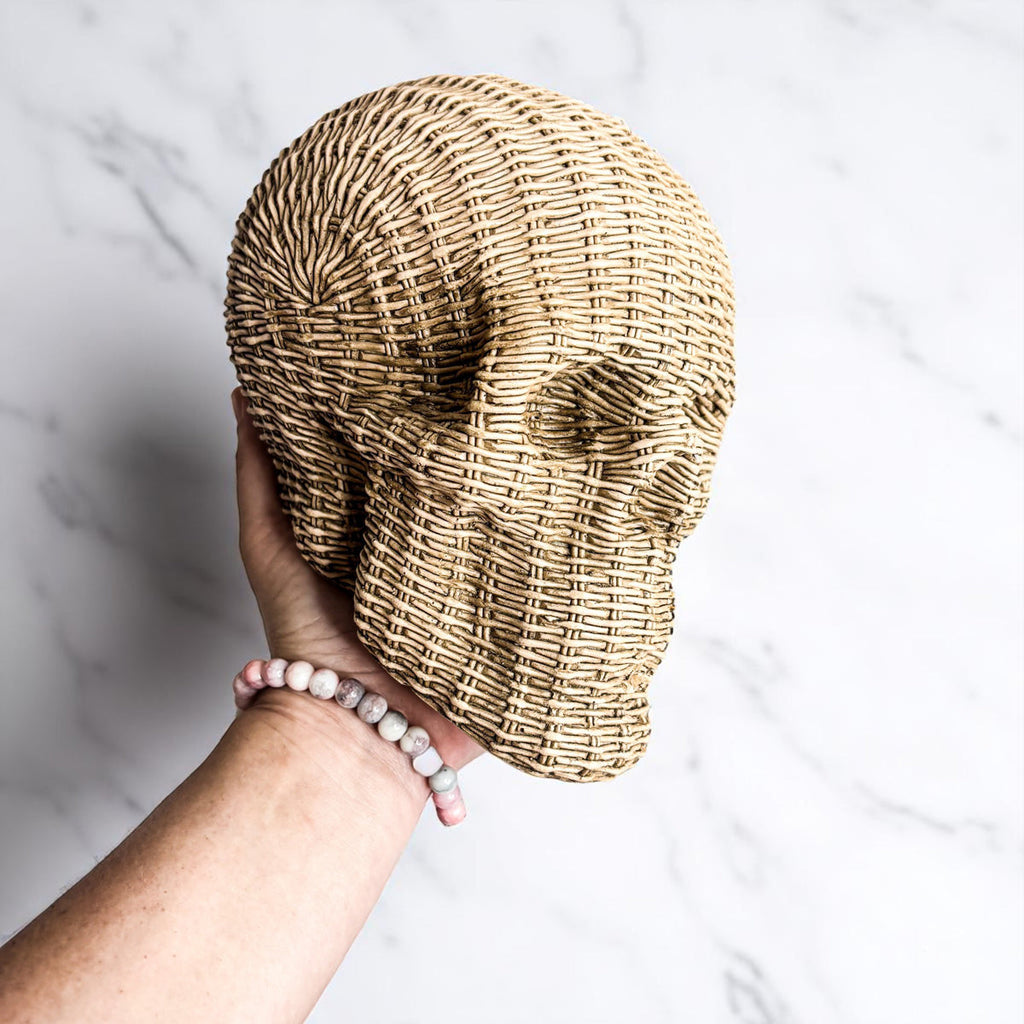 Rattan-Style Resin Skull
