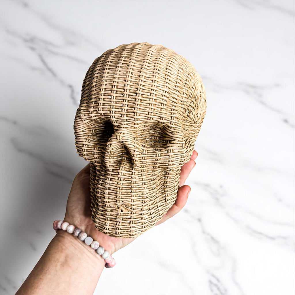 Rattan-Style Resin Skull