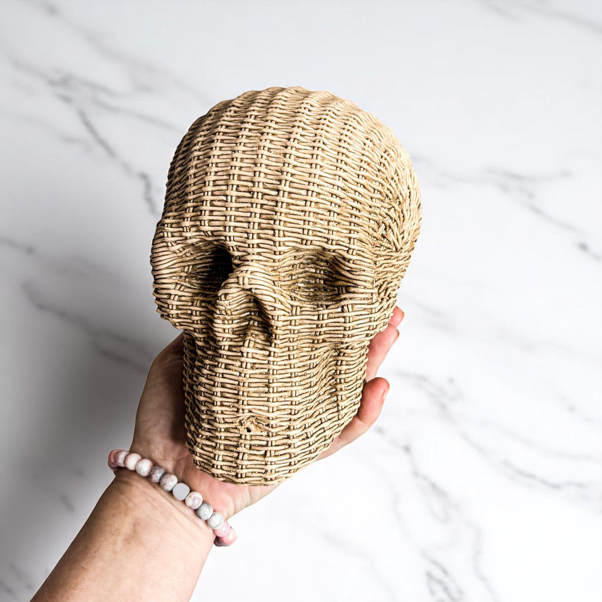 Rattan-Style Resin Skull