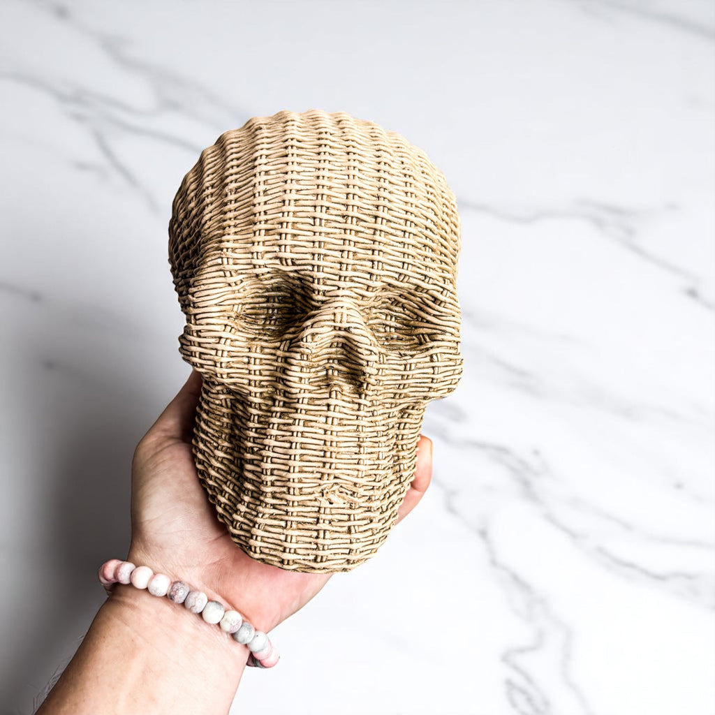 Rattan-Style Resin Skull