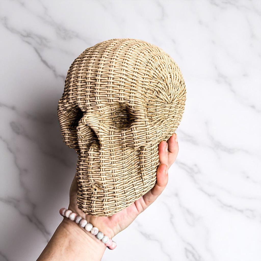 Rattan-Style Resin Skull