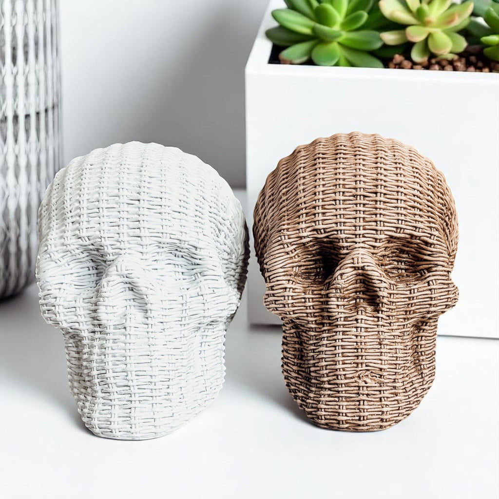 Rattan-Style Resin Skull