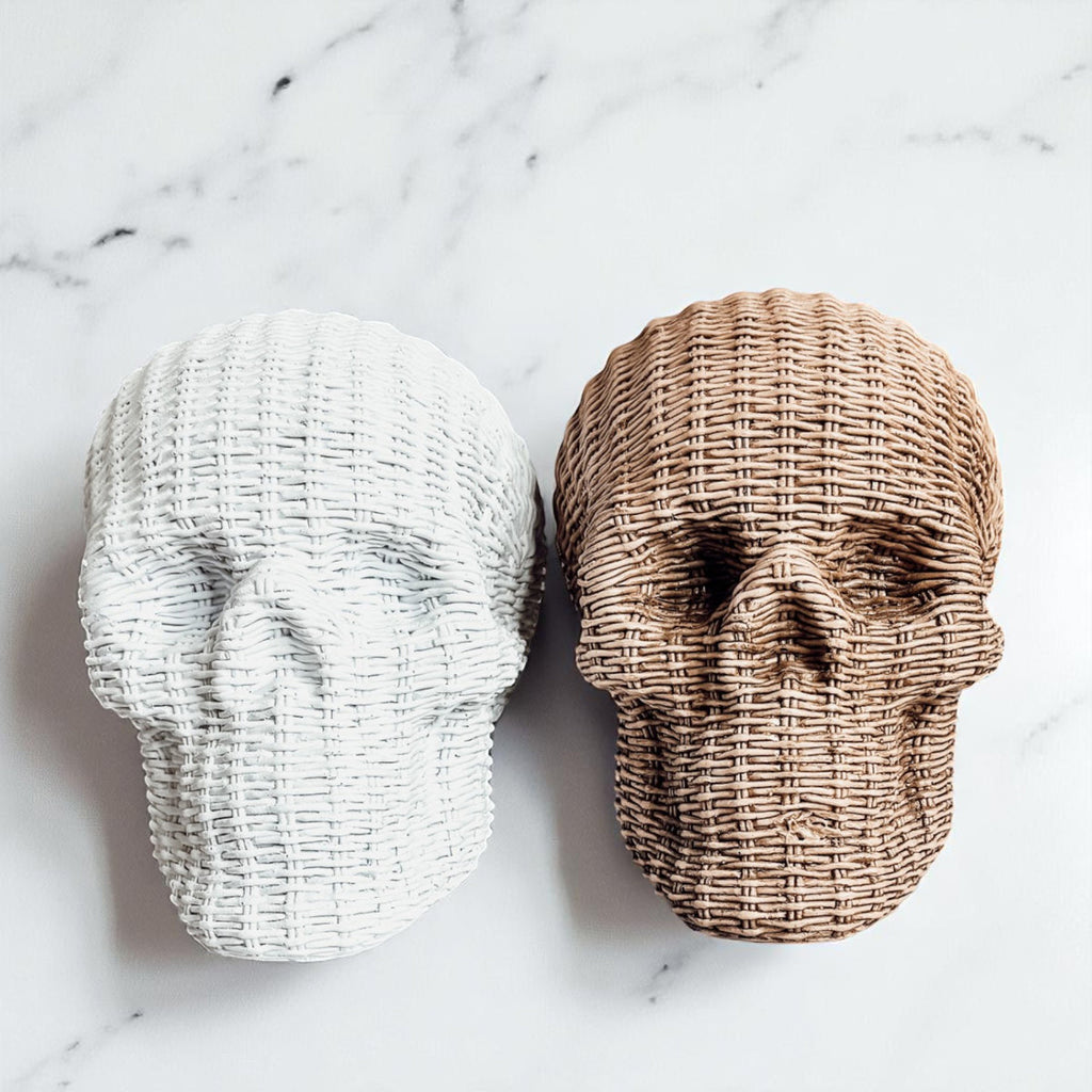 Rattan-Style Resin Skull
