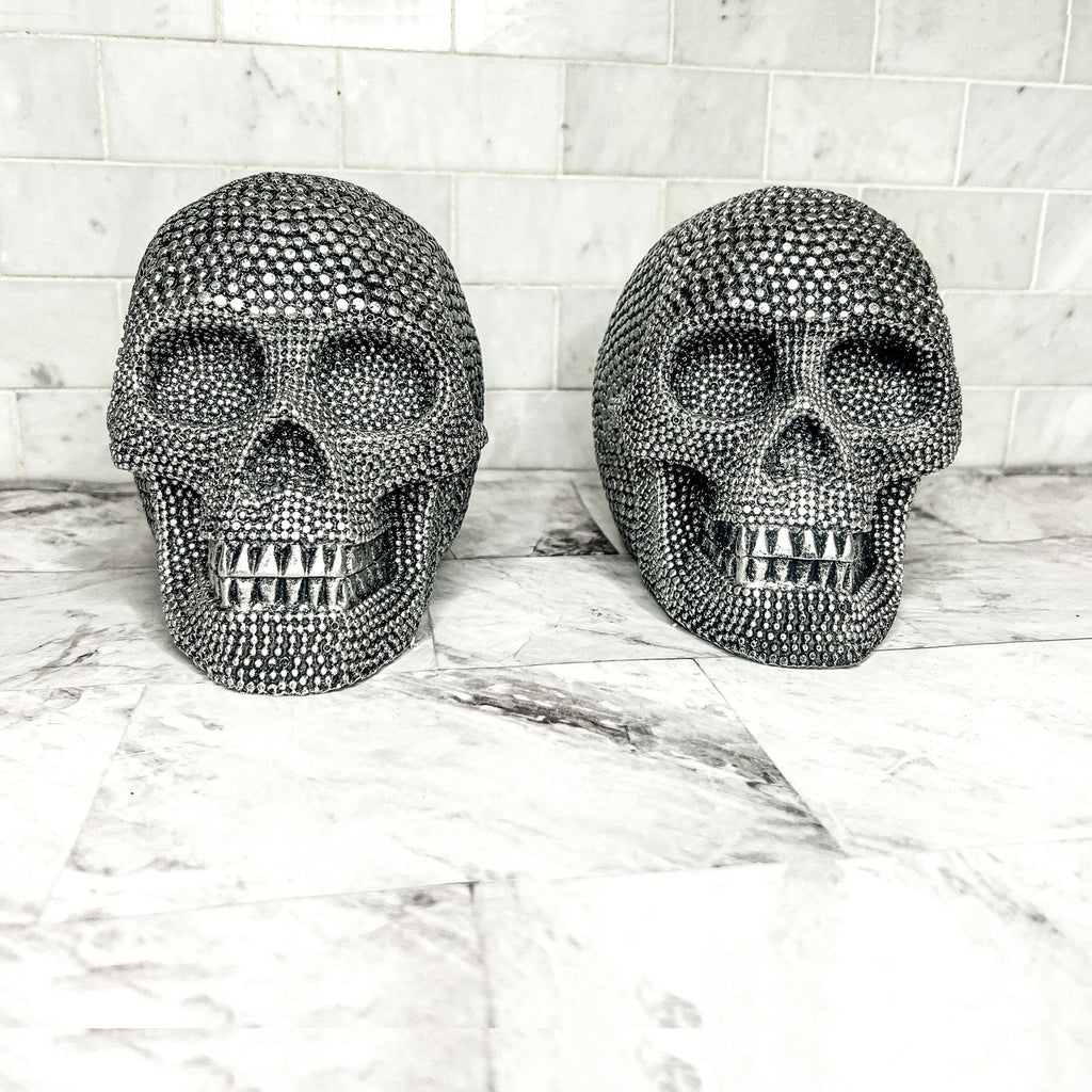 Resin Beaded Skull Statue
