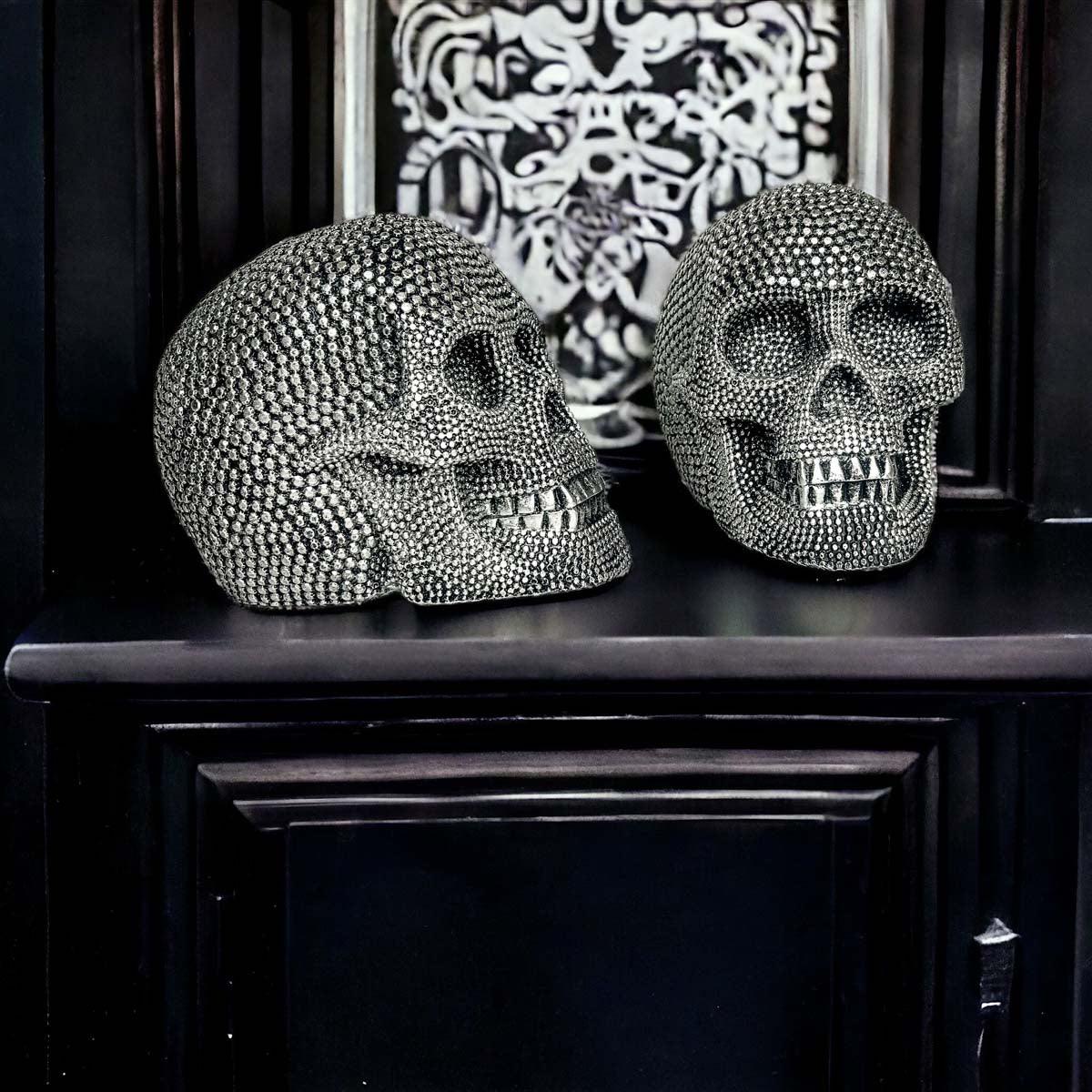 Resin Beaded Skull Statue