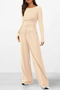 Soft Set Long-Sleeve Top & Wide-Leg Pants