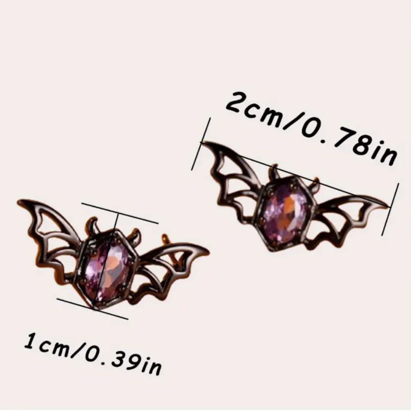 Purple Zircon Bat Stud Earrings