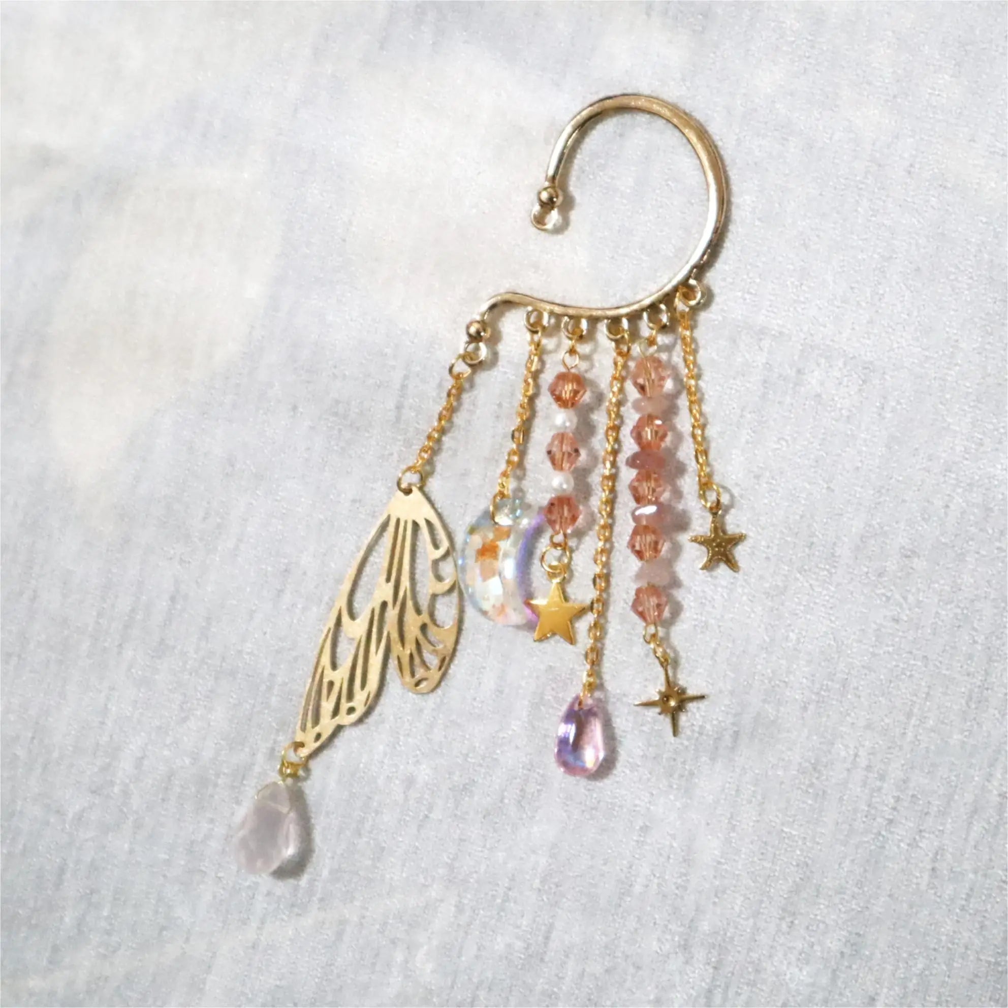 Crystal Charm Ear Cuffs
