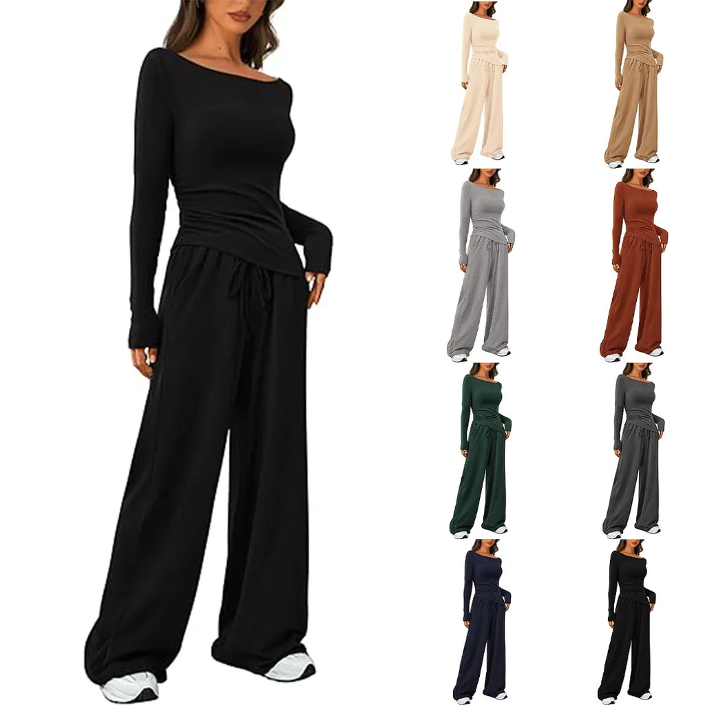 Soft Set Long-Sleeve Top & Wide-Leg Pants