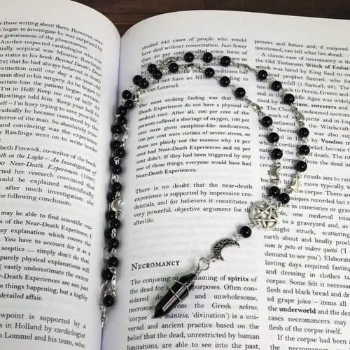 Black Onyx Pentagram Rosary Necklace