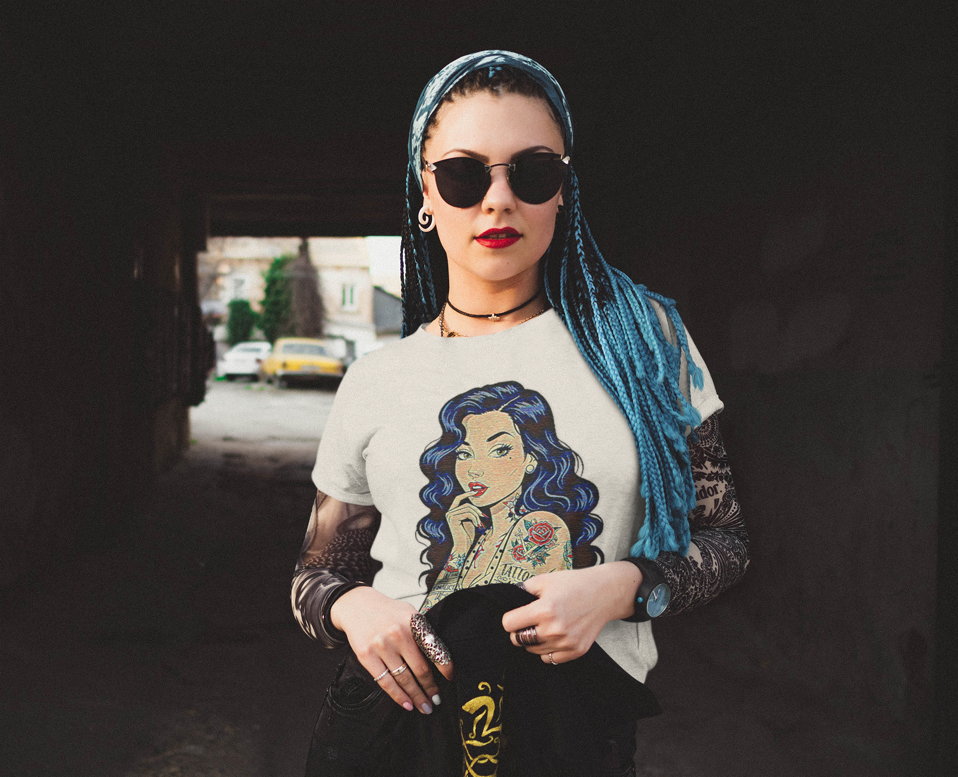 Vintage Tattoos Are Trashy Slim Fit Graphic Tee