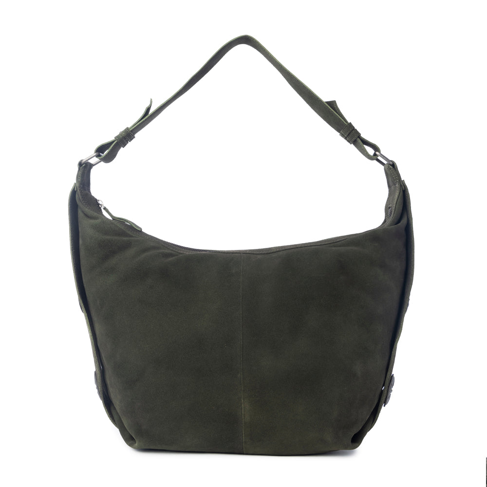 Hunter's Grove Suede Leather Shoulder Bag in Ranch Olive
