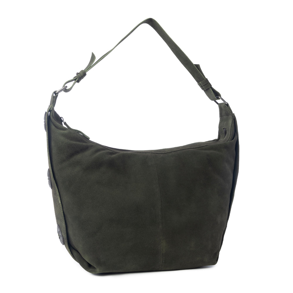 Hunter's Grove Suede Leather Shoulder Bag in Ranch Olive