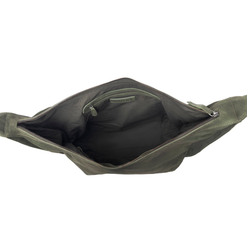 Hunter's Grove Suede Leather Shoulder Bag in Ranch Olive