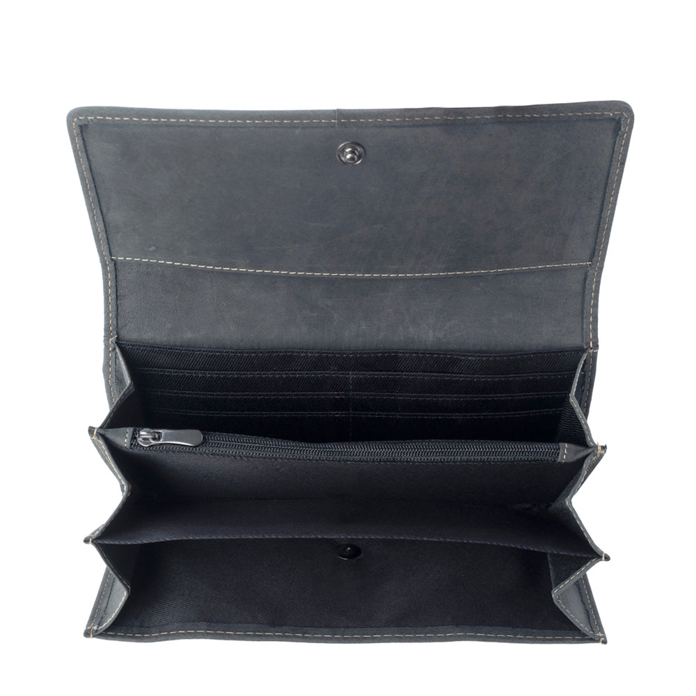 High Noon Eclipse Hair-On Leather Wallet in Moonlight Ivory