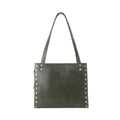 Zidana Aria Studded Leather Tote in Dark Fern